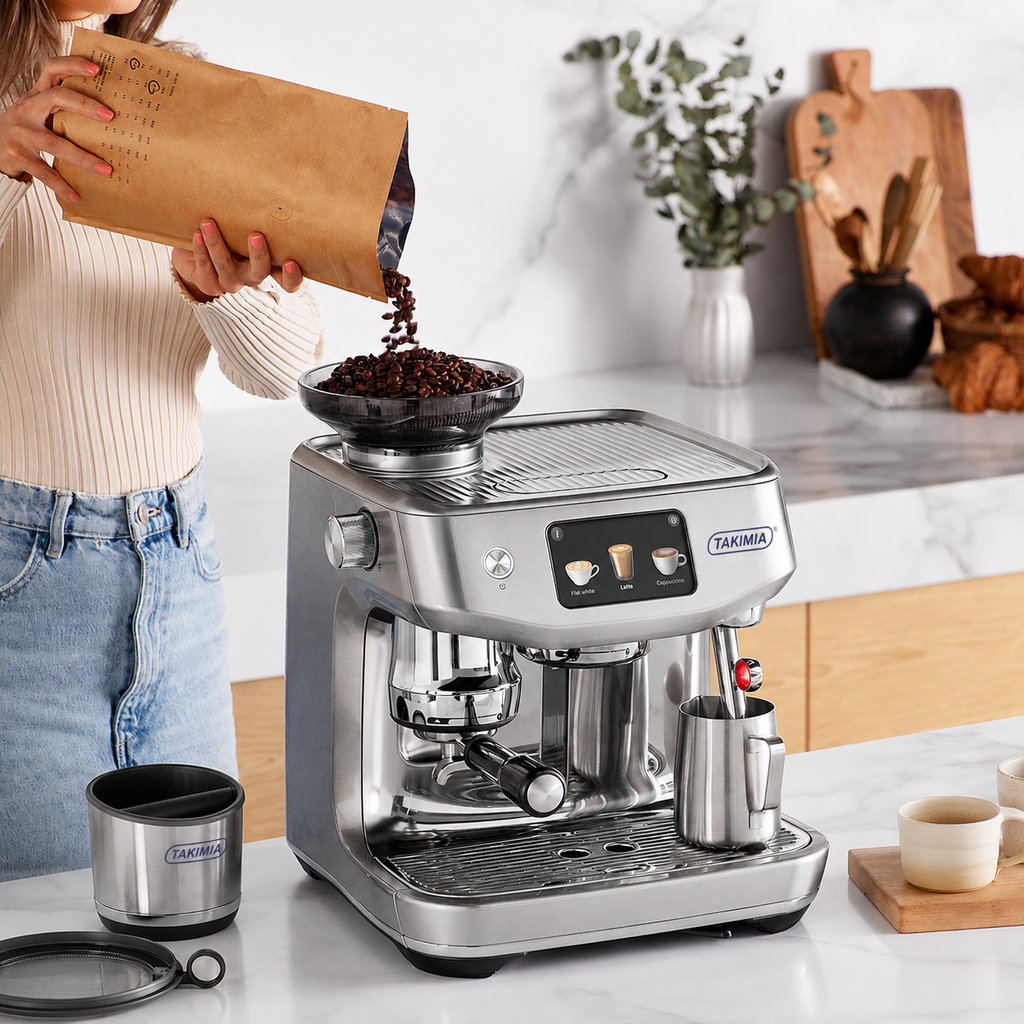 Takimia AeroJet Espresso Machine - Auto Grind Dose Tamp with Touchscreen Milk Settings